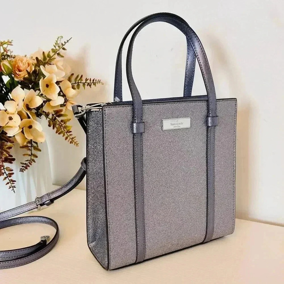 Kate Spade Purse Kenzie Glitter Small Tote Candied Flower - Picture 3 of 10